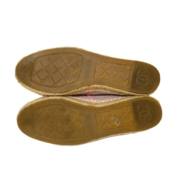 CHANELPink Cream Cotton Leather Women's Shoes 431-051725 - Picture 4 of 8